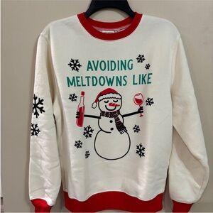 Funny Festive Snowman with Wine Sweatshirt